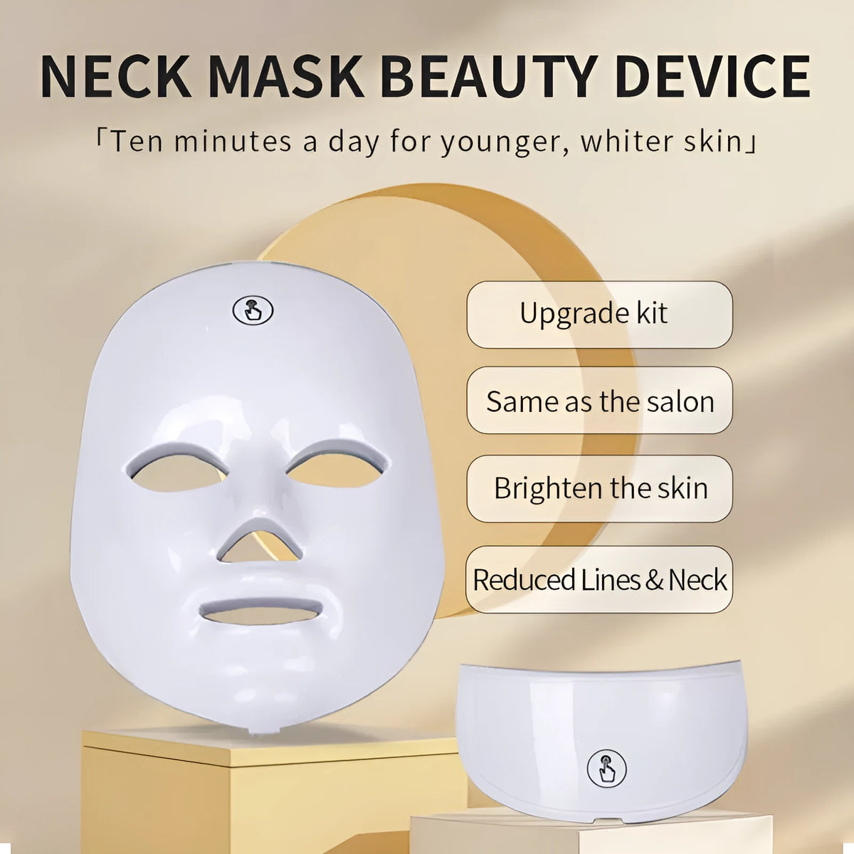 White rechargeable colourful LED facial beauty mask with USB charging for photon beauty skincare