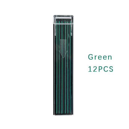Plastic box containing 12 pieces of multi-coloured 0.5mm mechanical pencil lead refills