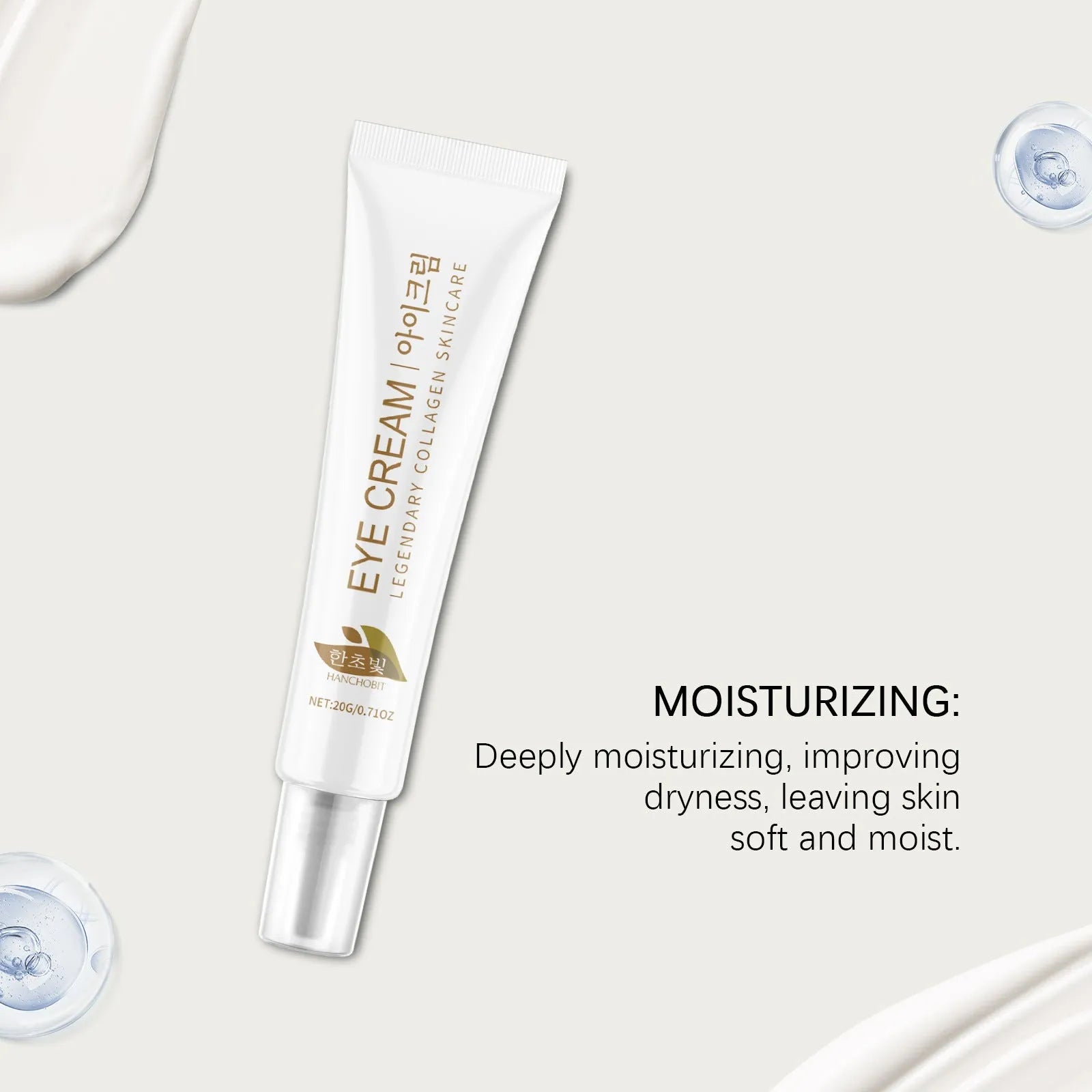 20g container of collagen and hyaluronic acid eye cream for the eye area.