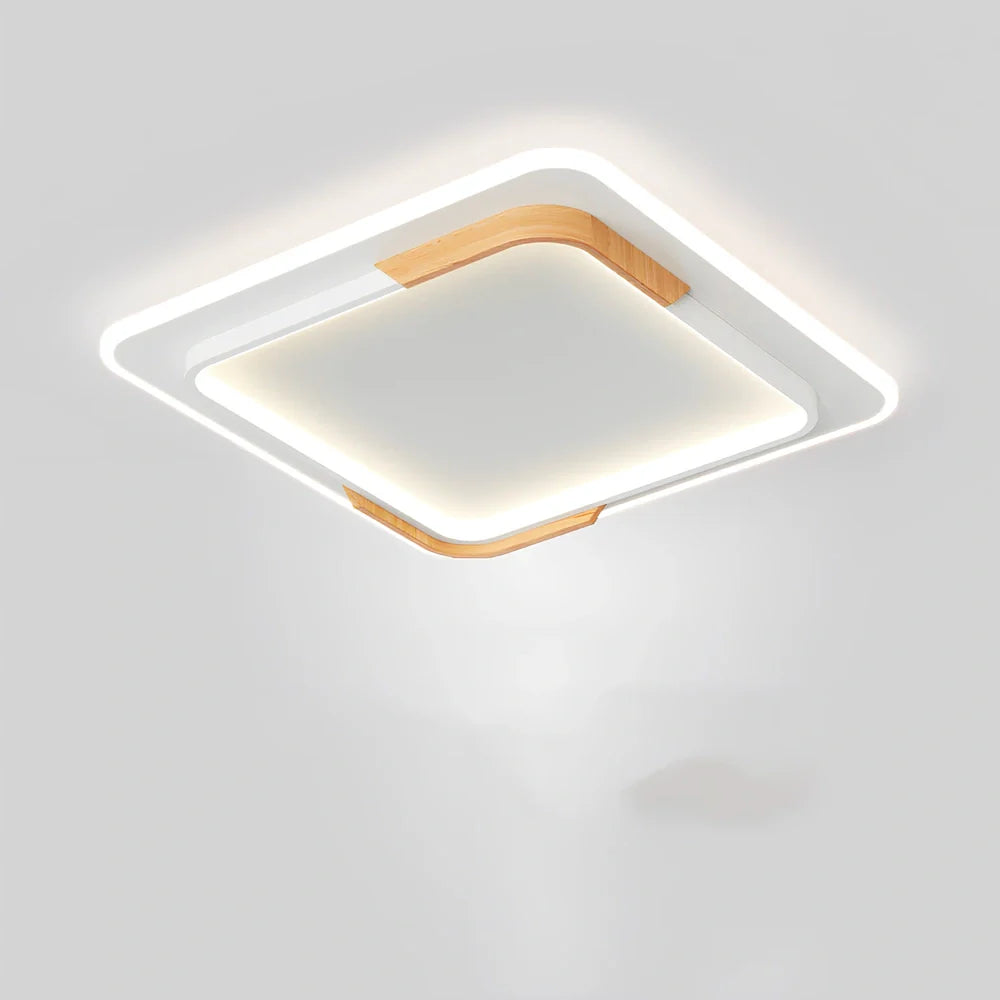 Round wooden ceiling LED light with stepless dimming control for bedroom installation