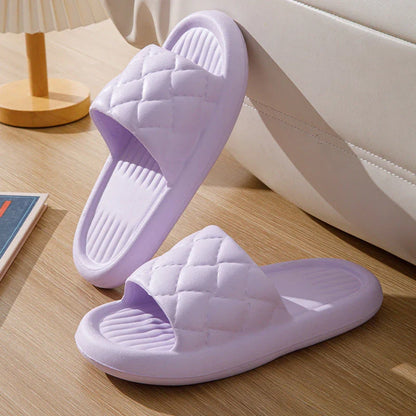 Stylish and comfortable EVA slippers with unique rhombus design, available in various colors for indoor and bathroom use