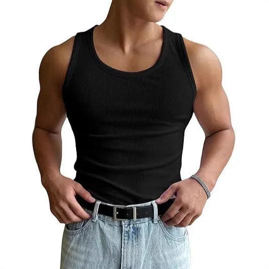 Men's tight-fitting round neck workout t-shirt in polyester with wool lining for summer sports