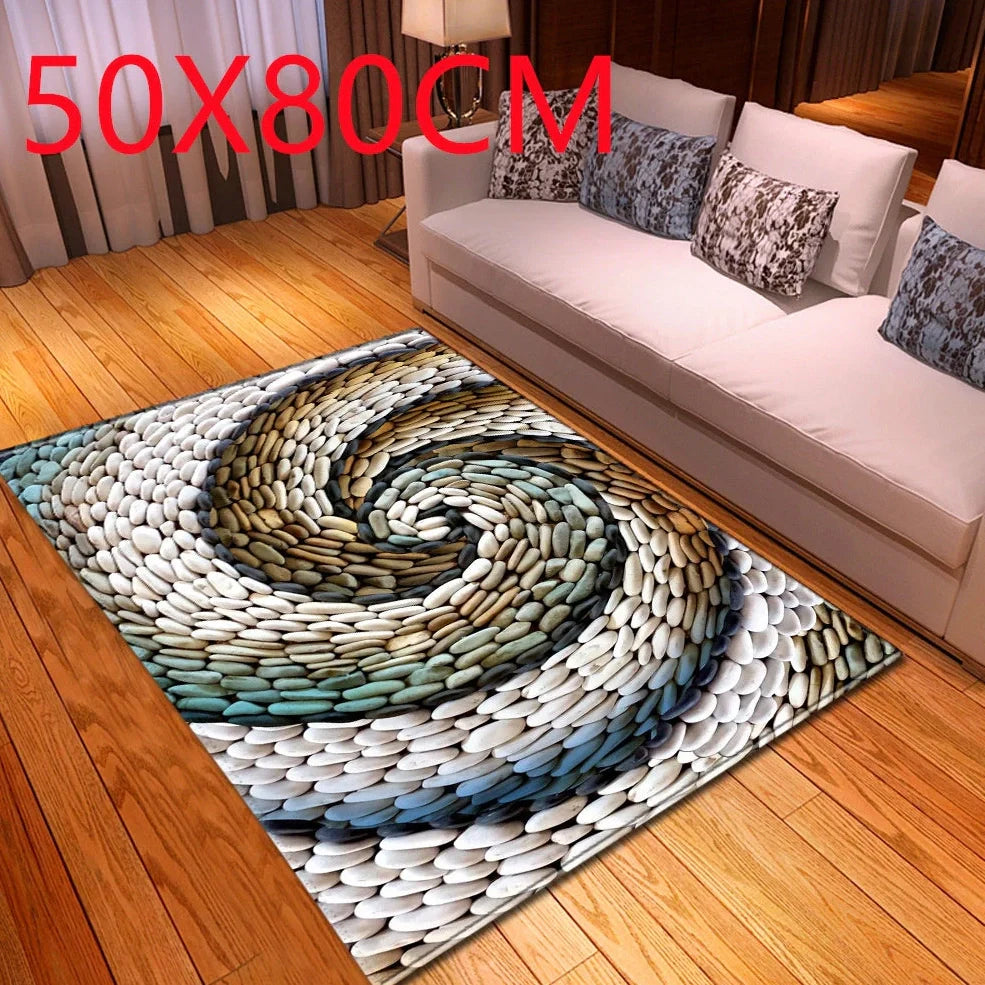 Rectangular polyester fibre carpet with marble pattern in 121.9x160cm and 50x80cm sizes