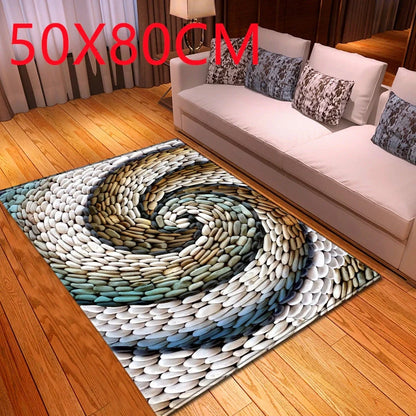 Rectangular polyester fibre carpet with marble pattern in 121.9x160cm and 50x80cm sizes