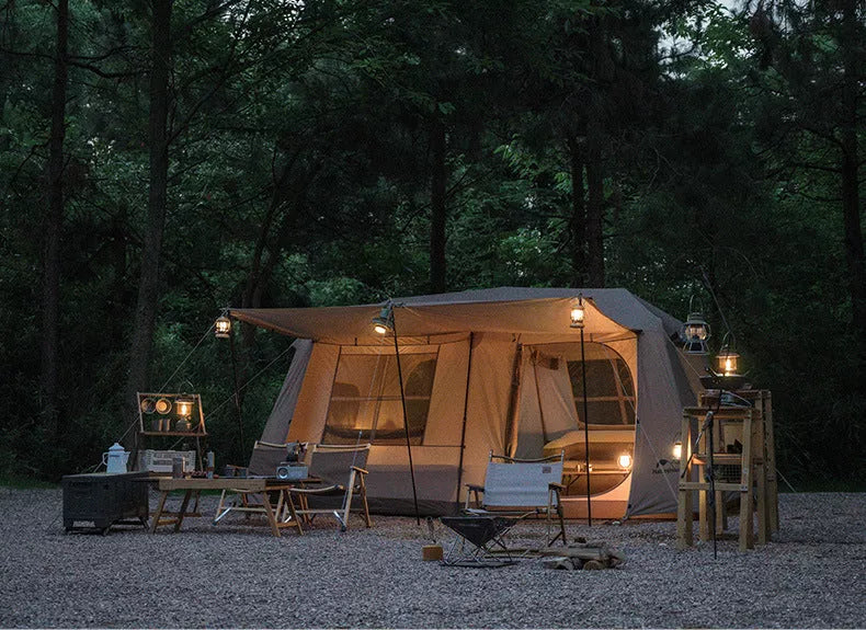 Two Rooms One Hall Ridge Automatic Waterproof Camping Tent in dark coffee