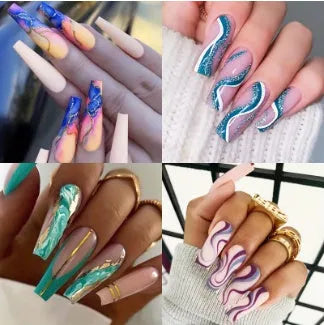 Ballet wave line detachable nail stickers with jelly glue in 24-piece or 96-piece DIY manicure sets