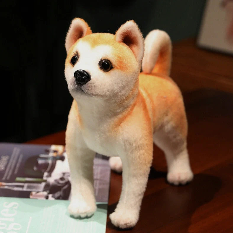 Simulation Husky plush toy in sitting posture measuring 25cm height
