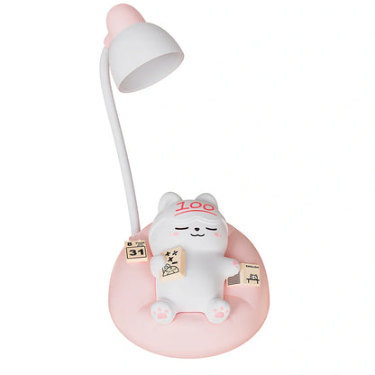 Sleeping cat shaped night lamp with USB charging port and soft LED illumination