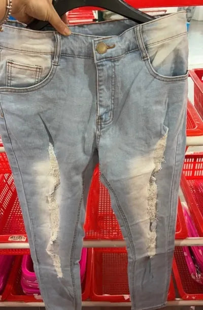 Jamal skinny denim jeans in black, blue, and Sku blue, sizes S to 3XL