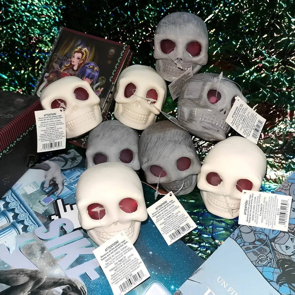 Halloween skeleton decompression ball measuring 8x7cm with single explosive eye design