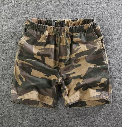 Men's cotton loose shorts with straight-leg cut and zipper fly in multiple colour options