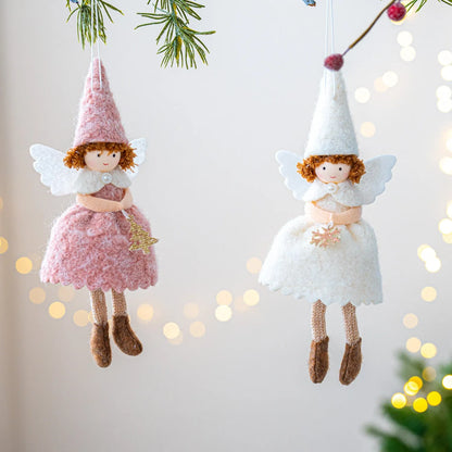 Modern Christmas angel skirt felt pendant decoration in white or pink with cloth material