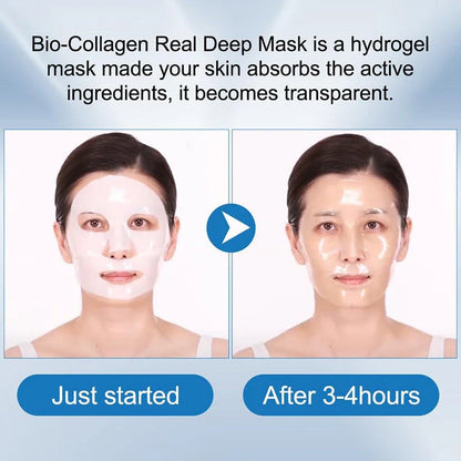 Deep Collagen Overnight Mask - Rejuvenating Facial Sheet Masks with Low-Molecular-Weight Collagen for Firmer, More Radiant Skin