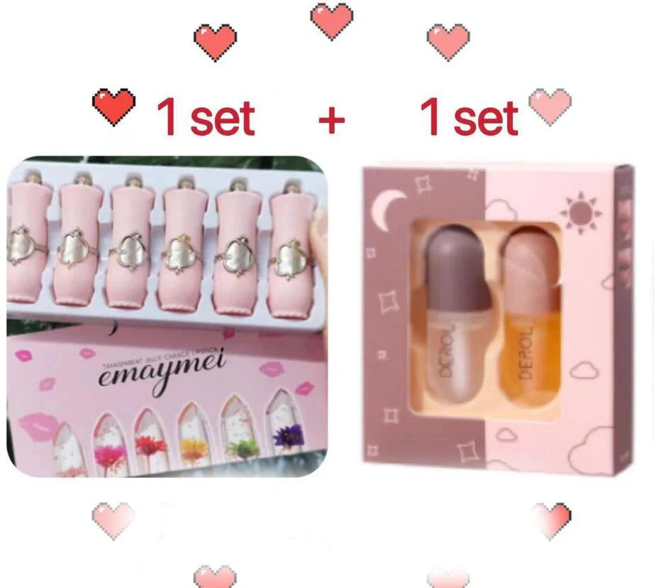 Jelly Flower Lipstick Set with six color-changing, flower-infused lipsticks