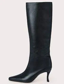 A pair of women's square toe cowboy boots in microfiber, shown in a selection of available colours.