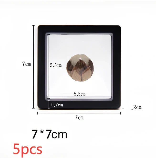 Black 11x11cm suspended 3D floating display frame holder with square base for coins and gems