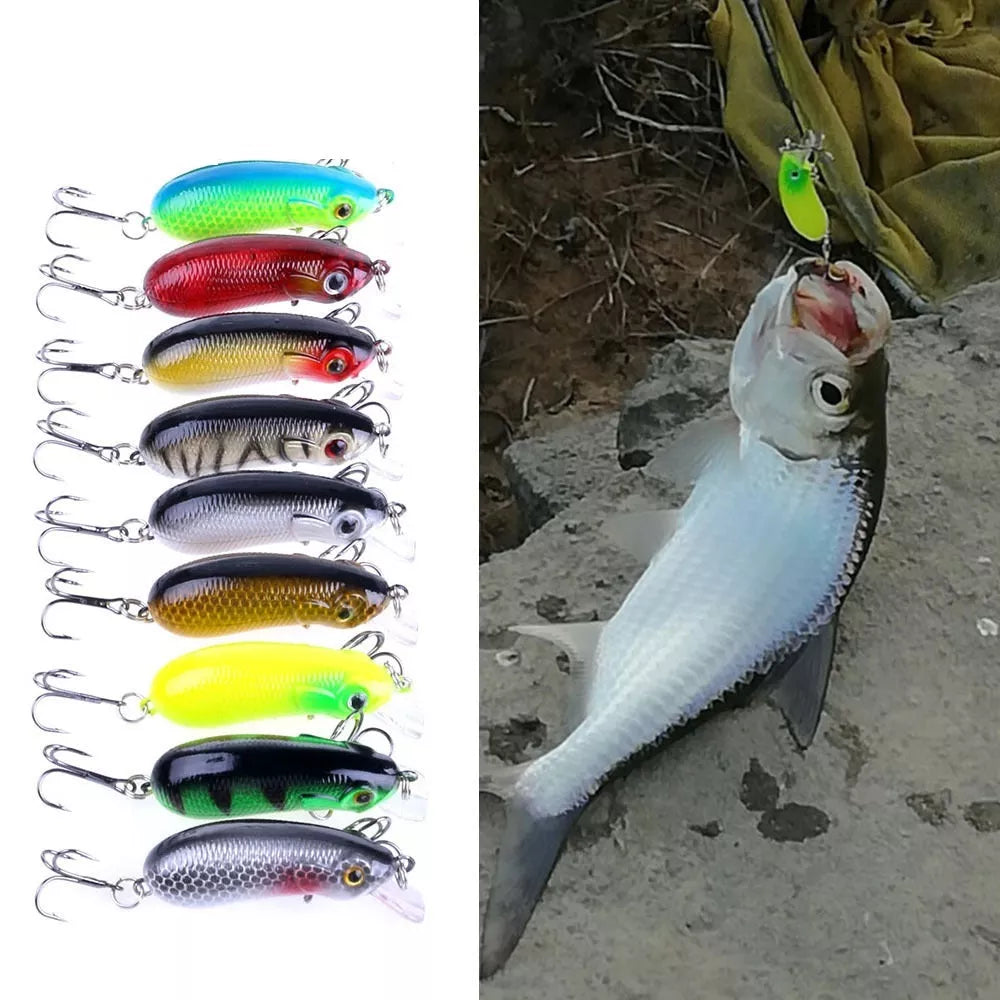 Simulated fish fishing bait with 6# hook, durable plastic construction, 8.5CM length