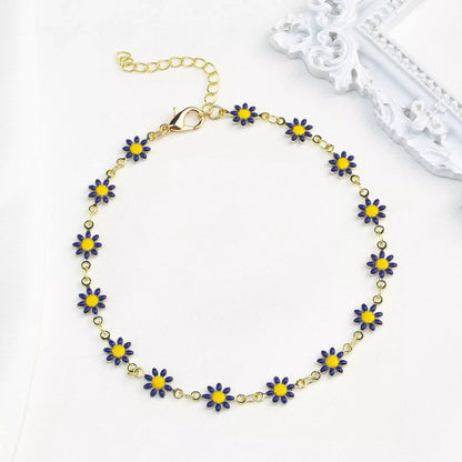 Little Daisy Anklet - Colorful floral ankle ring with adjustable fit