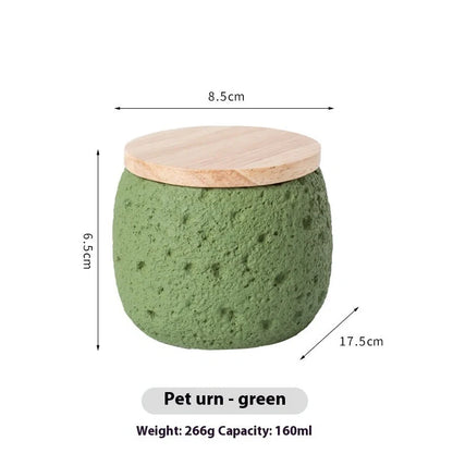 Handmade cement pet cinerary casket in rectangular shape with handcrafted texture, shown in one of six available colours