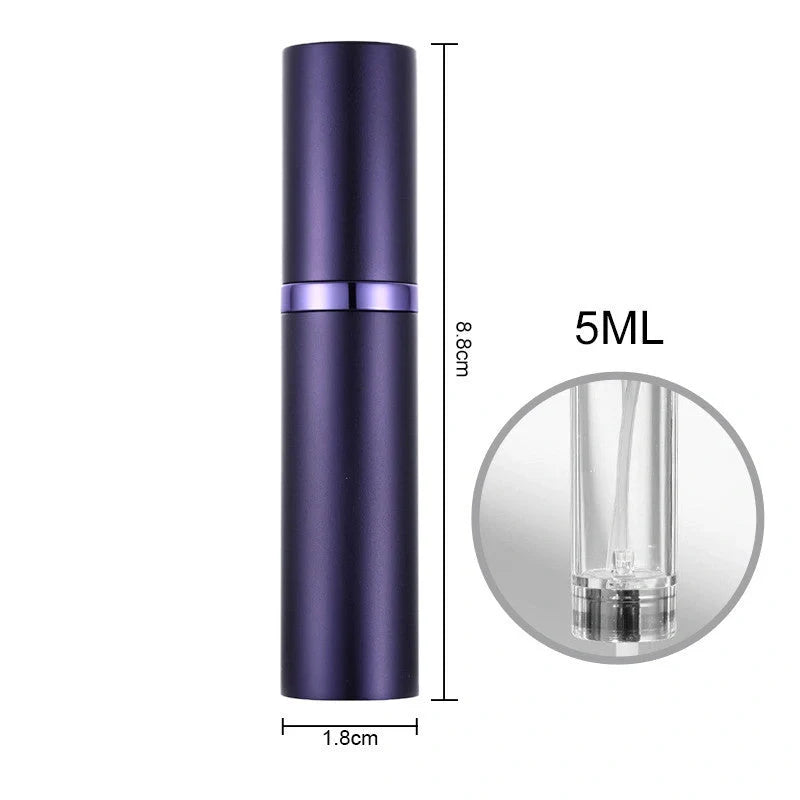 Portable perfume atomizer with compact, travel-friendly design and multiple color options