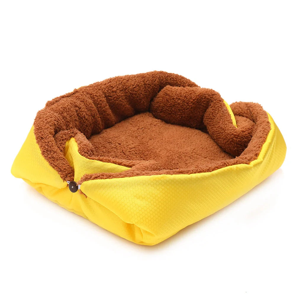 Foldable fleece pet bed mat for dogs and cats, warm and comfortable sleeping area