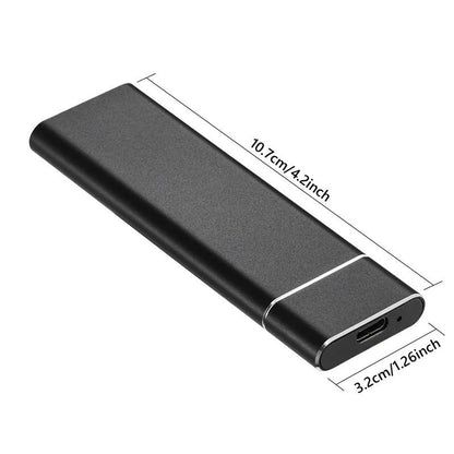 High-speed SSD external mobile hard disk with a metal shell, shown in multiple colour options.