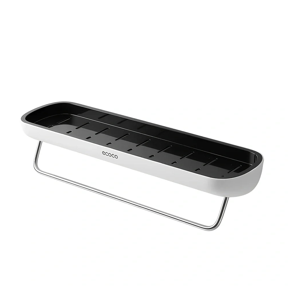 Grey wall-mounted bathroom storage rack with 35 compartments for toiletries organisation