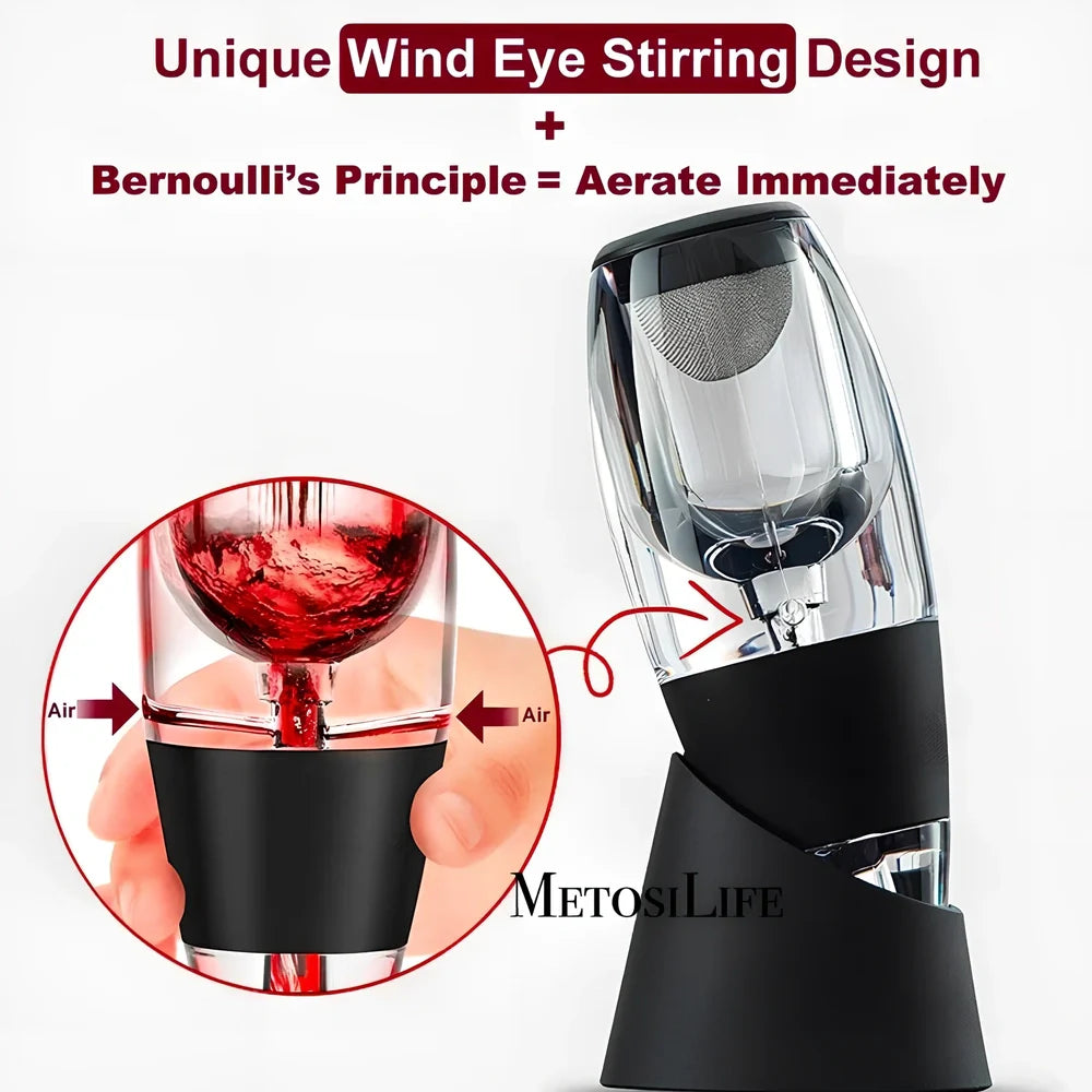 Portable wine aerator pourer with AS plastic body, silica gel components, and sediment filter