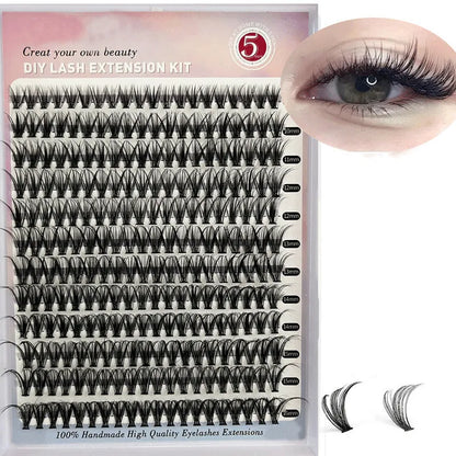 DIY cluster false eyelashes mixed package showing boxes of 30D and 40D lashes with tweezers