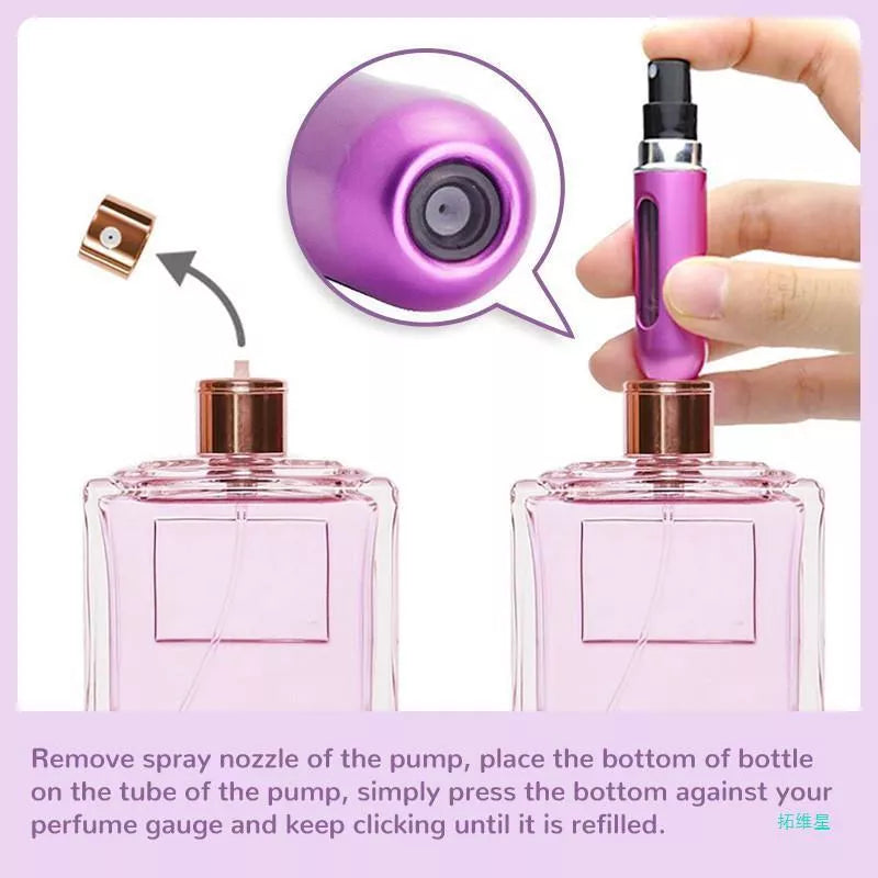 Mini Portable Perfume Bottle Spray in various colors and sizes for on-the-go fragrance