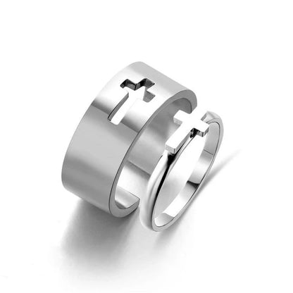 Elegant titanium steel ring with customizable peach, butterfly, and cross designs, perfect for special occasions and gift-giving