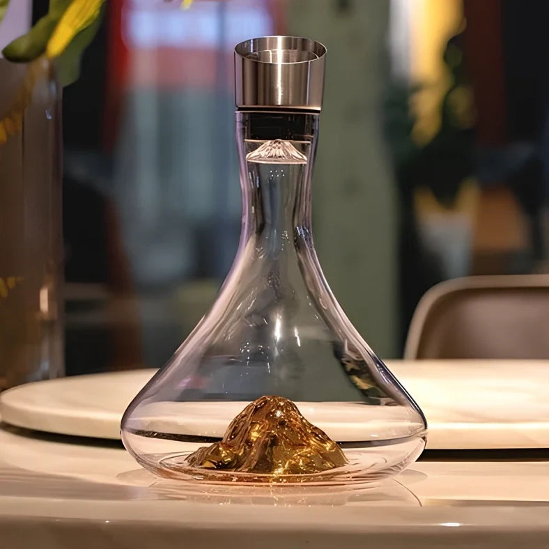 Crystal waterfall wine decanter with 1500ml capacity showing internal aeration channels