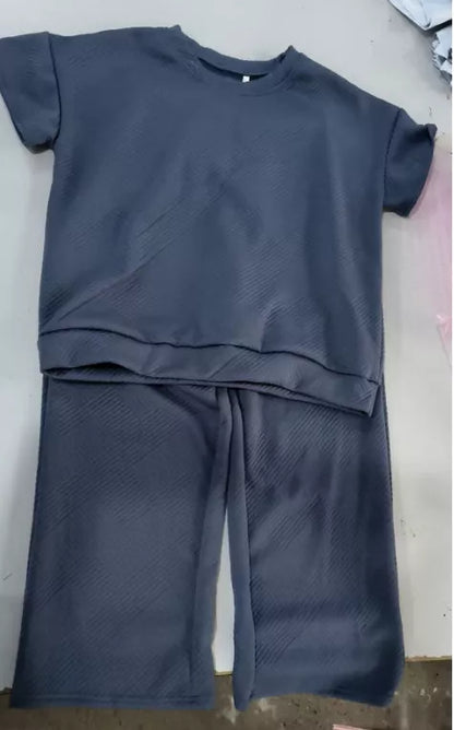 Women's casual polyester two-piece set in various colors