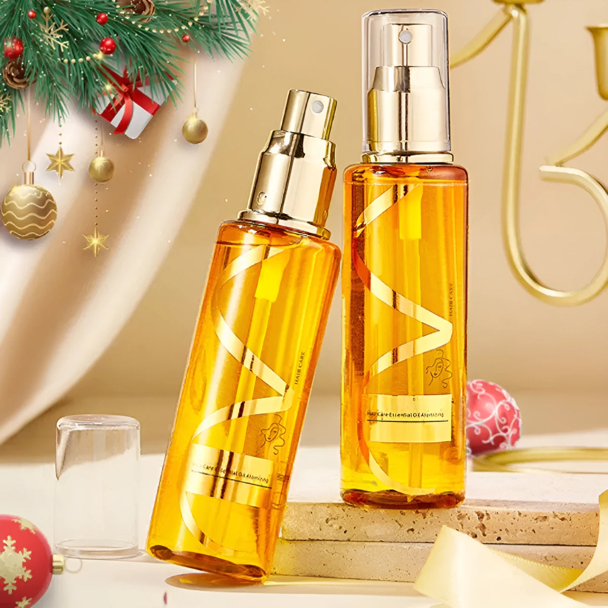Gold 70ml perfume soft hair care spray bottle for dry and frizzy hair, wash-free anti-static