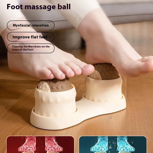 Massage ball with double-ball design in caramel mocha colour for cold and hot compress therapy