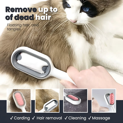 Green plastic pet hair removal comb with disposable wipes for cats and dogs