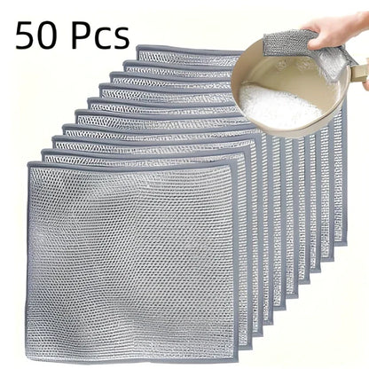 Silver silk cloth pattern steel wire cleaning cloth measuring 20x20cm for kitchen pots and bowls