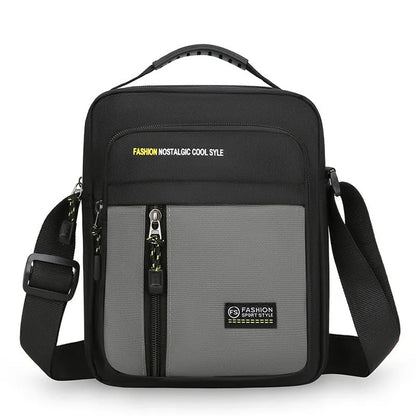 Men's nylon crossbody messenger bag with adjustable strap in green colour