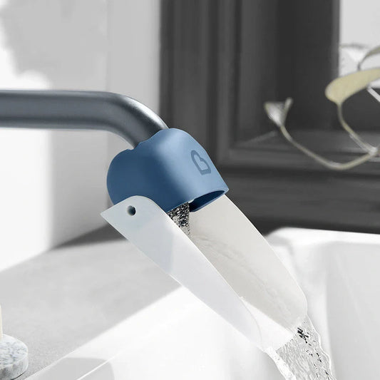 Children's blue and red faucet extender wash station for easy handwashing