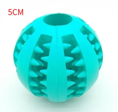 Natural silica gel dog ball toy in blue, green and red, 5cm and 7cm slow feeder treat dispenser