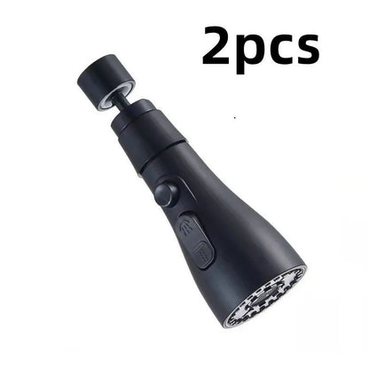 Universal pressurised kitchen faucet sprayer with 360-degree rotating head in matte black finish