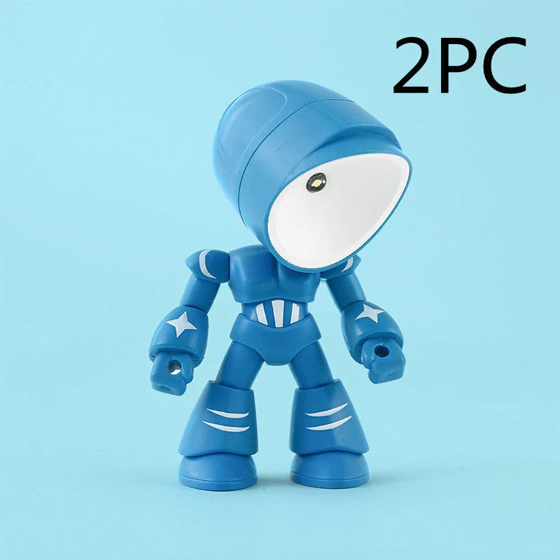 Mini LED Hero Robot Table Lamp with adjustable arms and 360° rotating head in various colors