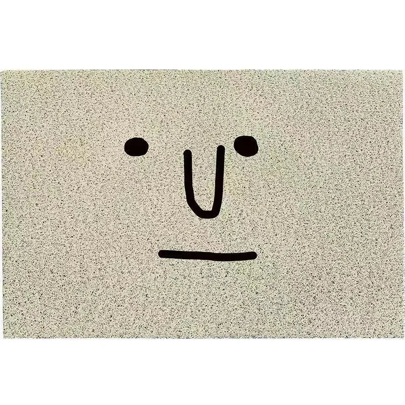 Cartoon facial expression home mat with geometric pattern, PVC material, available in four sizes for household use