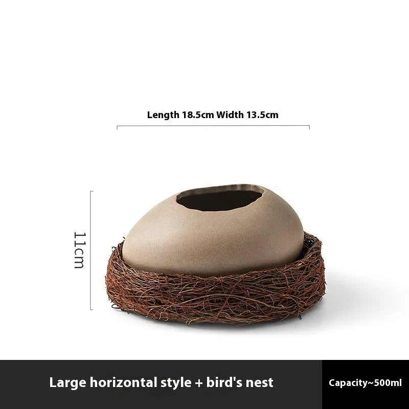 Oval porcelain egg shell bowl with underglaze finish, shown in large medium or small size and horizontal or vertical style.