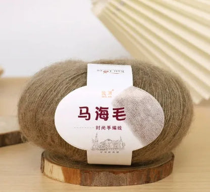 Mohair scarf DIY kit with wool ball and hand-weaving instructions for 180cm spring accessory