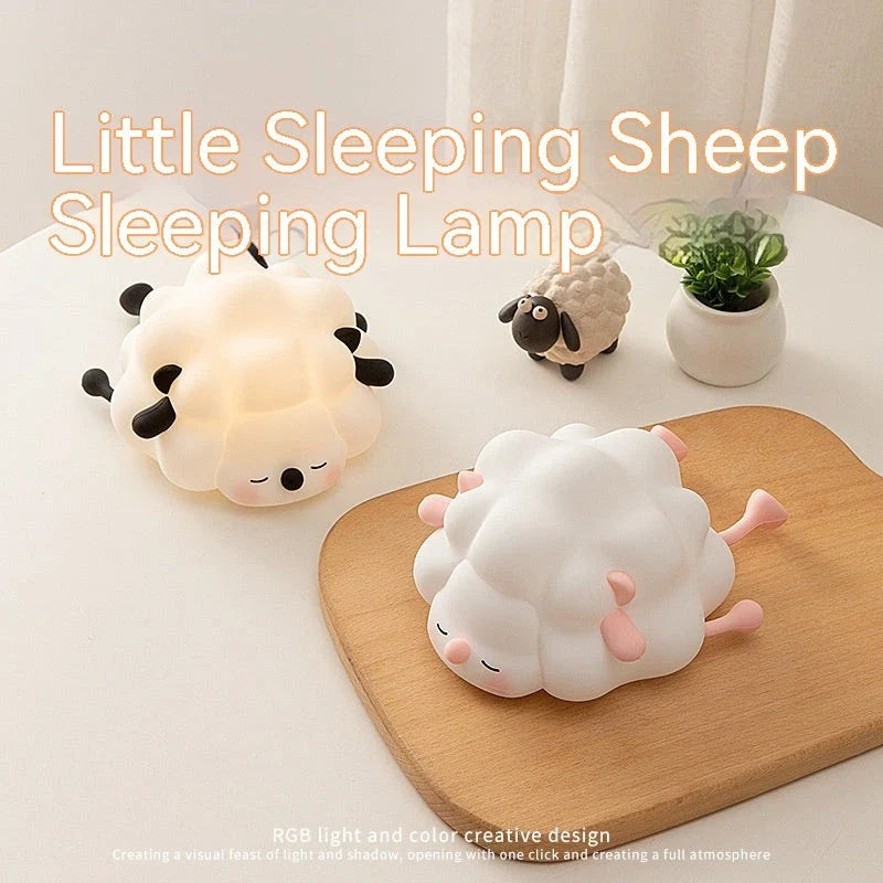 Cozy Sheep Night Light with adjustable brightness and timer for soothing sleep