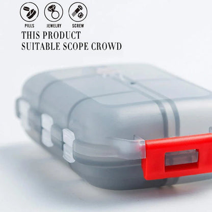 10-Grid Moisture-Proof Travel Pill Organizer in multiple colors for medication management
