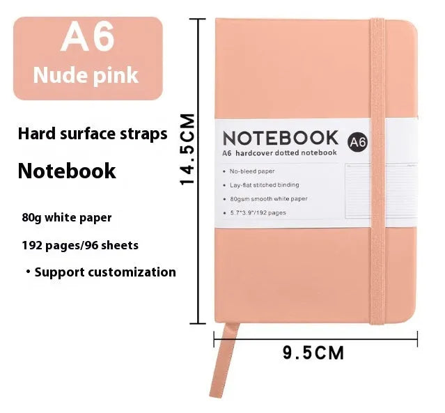 A5 skin feeling PU leather diary with strap closure and horizontal line pages in marble black colour