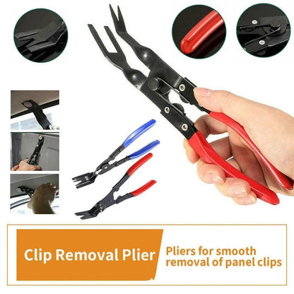 Blue steel car clamp removal pliers with 235mm length for door panel and interior bracket disassembly