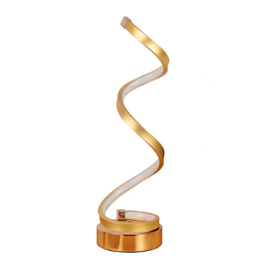 Adjustable LED bedside table lamp in gold finish with dimming switch and European-style design